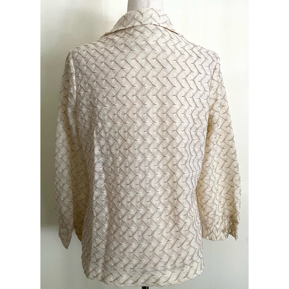 Vintage 60s 70s Marty Gutmacher Button Blouse Metallic Open Knit Size M - Picture 3 of 5